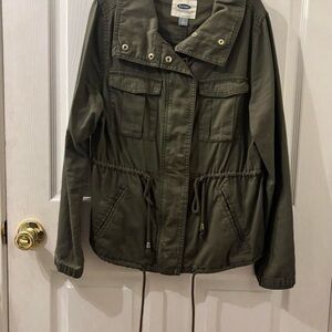 Old Navy Green Utility Jacket with Adjustable Waist